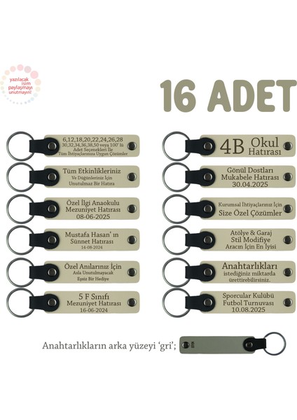 Sütlü Kahve & Gri, 40 Uçurma Mevlüdü Için Üzerine Isim Yazılabilen 16'lı, Anı Anahtarlık Set