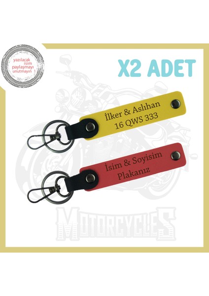 Nar Çiçeği-Sarı, Yolların Tutkunu Motorculara Özel Plakalı ve Isim Yazılı 2'li Anahtarlık