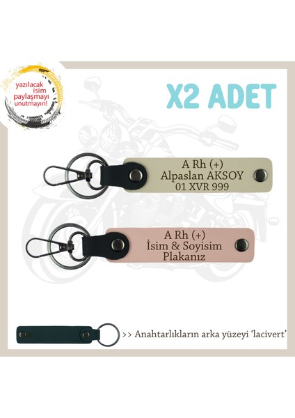 Sürücüler Için Isim Plaka ve A Rh (+) Kan Grubu Yazılı 2li Anahtarlık Hediye, Yavruağzı-S Kahve-Laci