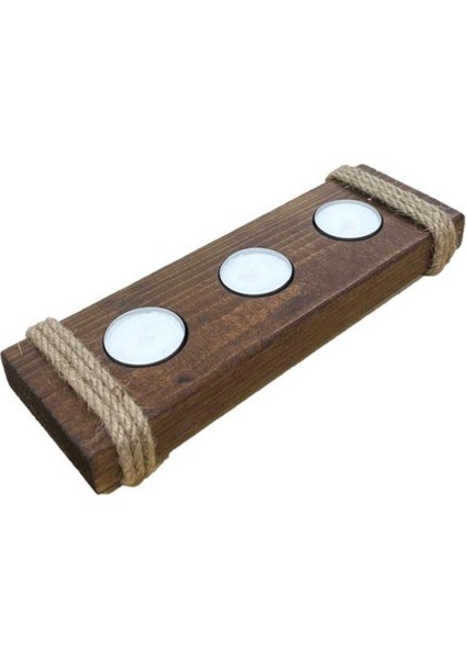 Doğal Ahşap 3'lü Mumluk Seti, Sıcak ve Samimi Atmosfer Için Mükemmel Seçim