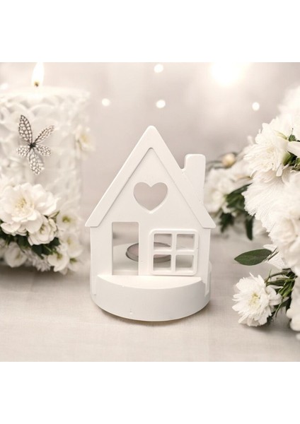 Beyaz Renkli Dekoratif Tealight Mumluk, Şık ve Şık Ev Detayı