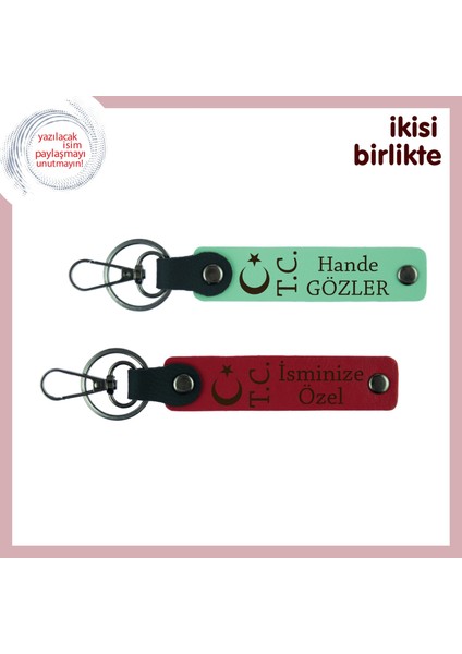 Öğretmenler Günü Için Anlamlı Hediye Ay Yıldız Tc Temalı – Isimli Anahtarlık Set, Yeşil-Kırmızı