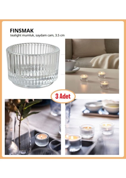 Şeffaf Mumluk ve Sosluk Seti, 3'lü, Şık ve Kullanım Kolaylığı Sağlar.