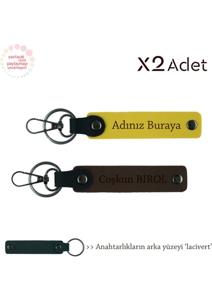 Sevgiliye 14 Şubat Sürprizi, Isimli & Soyisimli 2’li Anahtarlık Hediye Takımı, Sarı-Koyu Kahve-Laci