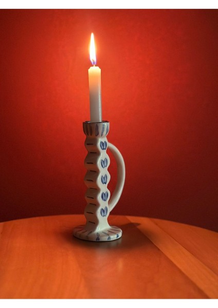 El Yapımı Seramik Masa Üstü Şamdan, Şık ve Modern Dekorasyon Parçası