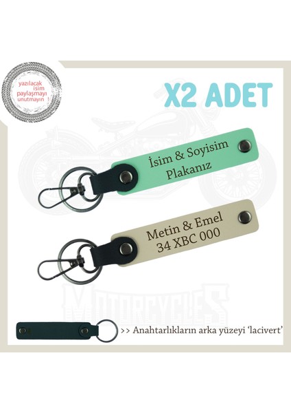 Isim Plaka Yazılı X2 Anahtarlık Set Taksi Şoförüne, Kurye’ye, Sürücüye Hediye, Yeşil-S Kahve-Laci