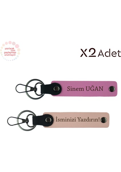 Yeni Evlilere Özel Anı, Isimli & Soyisimli 2’li Anahtarlık Hediye Takımı, Yavru Ağzı-Pembe