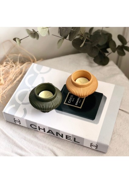 2'li Tealight Hardal Haki Siyah 8x6 Cm, Şık ve Doğal Dekorasyon Ürünü fiyatları