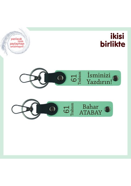 Sevgililer Gününe Trabzon’dan Ilham, 61 Yazılı Kişiye Özel Anahtarlık Armağanı, Açık Yeşil-A Yeşil