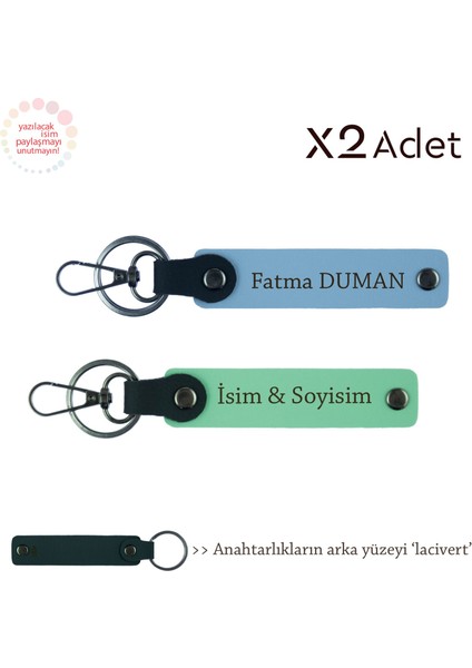 Hemşireye Romantik Jest, Isim Yazılı 2’li Anahtarlık Seti, Yeşil-Gök Mavi-Lacivert