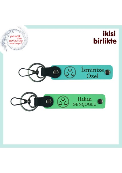 Milli Ruhla Hazırlanmış Romantik Armağan – Sevgiliye Özel Anahtarlık Seti, Turkuaz-Yeşil