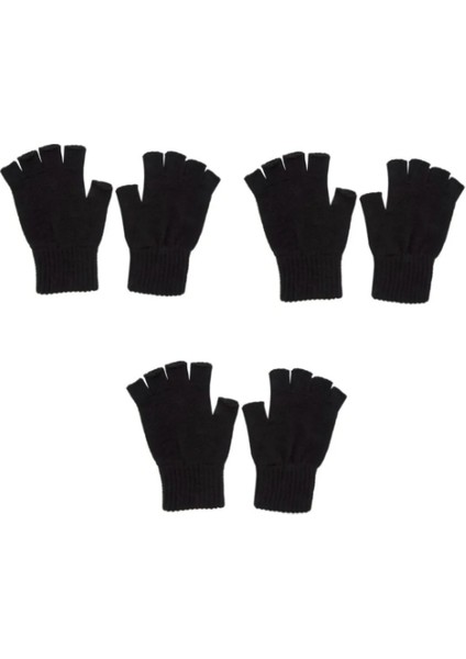 3 Çift Lüx Kesik Eldiven Yarım Parmak Eldiven Bilek Kısmı Çift Kat (3 Çift Gönderilir)