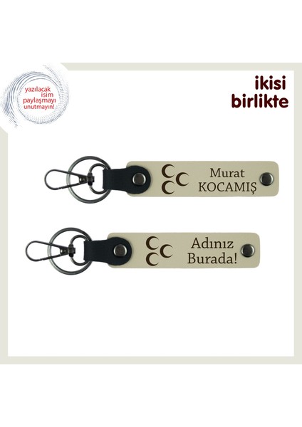Aşkınıza Anlam Katan Temalı Hediye – Üç Hilal Kişisel Anahtarlık, Sütlü Kahve-S Kahve