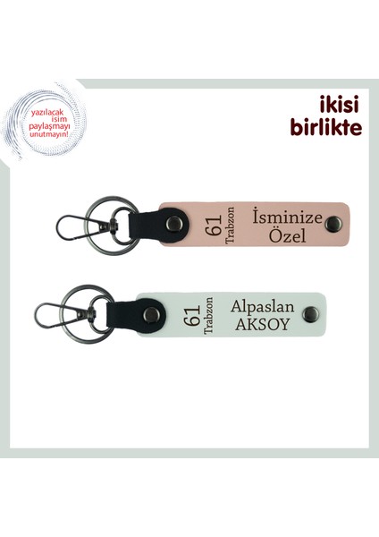 Sevdiğinle Paylaşabileceğin Armağan, 61 Trabzon Temalı Deri Anahtarlık Takımı, Yavru Ağzı-Beyaz