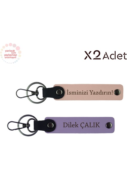 Hemşireye Minnet Hediyesi, Isim & Soyisim Yazılı 2’li Anahtarlık Seti, Yavru Ağzı-Mor Menekşe