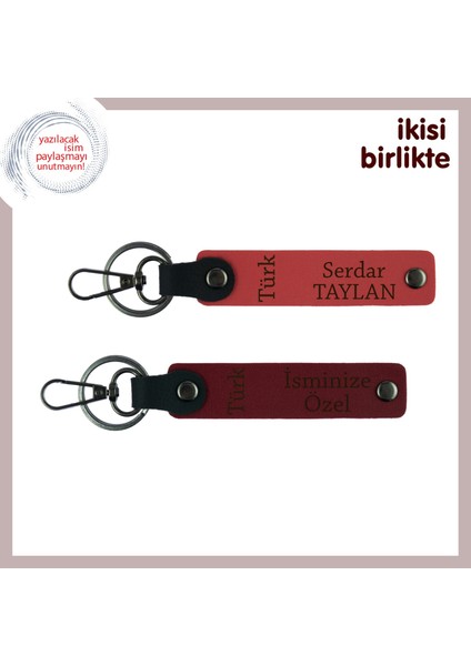 Kişiye Özel Türk Yazısı Anahtarlık, Vatanseverler Için Anlamlı Armağan, Nar - Bordo