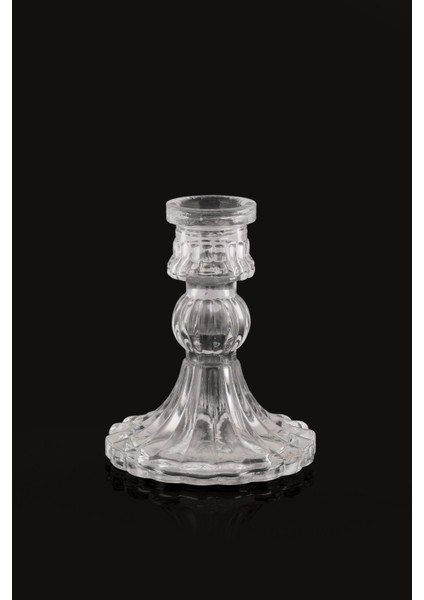 Şeffaf Küçük Dekoratif Cam Şamdan, Kristal Görünümlü Mumluk