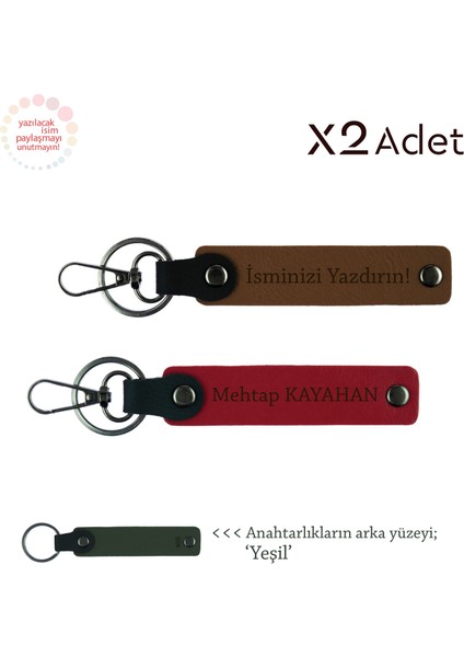 Dostluğun Anahtarı – Isme ve Soyisme Özel Hediyelik Anahtarlık Takımı, Açık Kahve-Kırmızı-Yeşil
