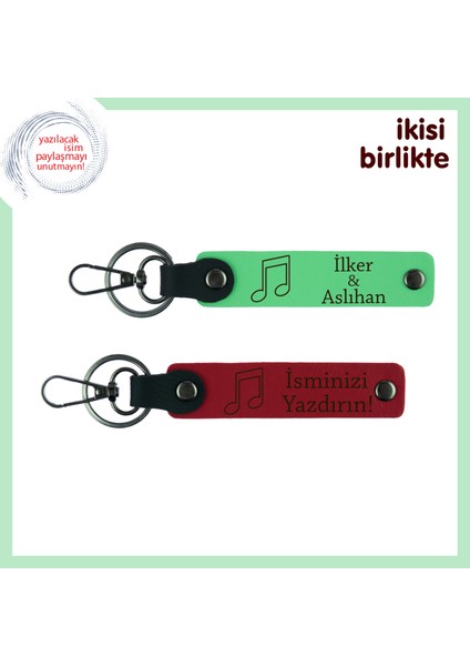 Okul Müzik Etkinliklerine Anlam Katan Hatıra, Notalı Deri Anahtarlık Takımı, Fıstık Yeşil-Kırmızı