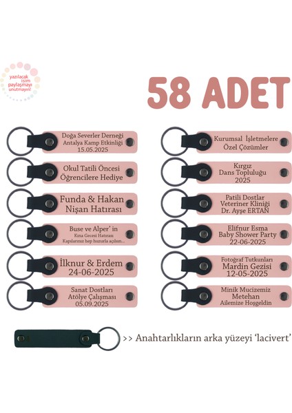 Genç Girişimciler Için Özel Hediye, 58'li Set, Kişiselleştirilebilir Deri Anahtarlık, Pudra & Laci