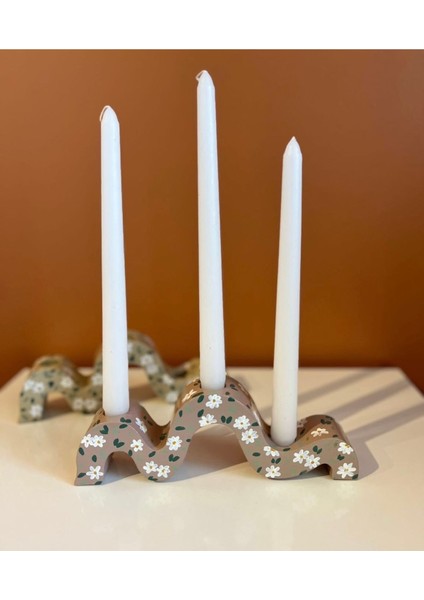 Mocha Desenli Şamdan Mumluk, Zarif ve Şık Dekorasyon Parçası