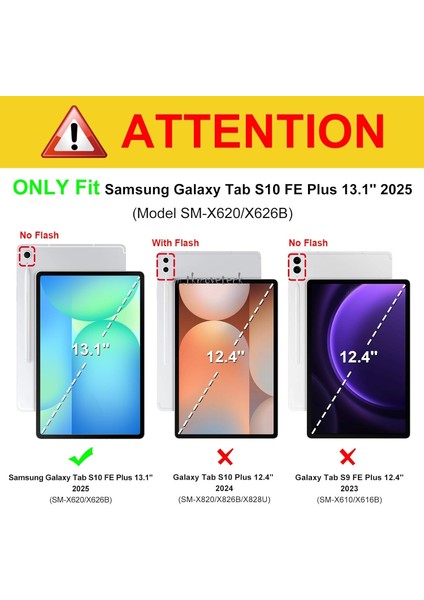Samsung Galaxy Tab S10 Fe Plus 13.1 Inç 2025 Kılıf Akıllı Smart Uyku Modlu Standlı Arkası Renkli Şeffaf Kapak Slim SM-X620 X626B