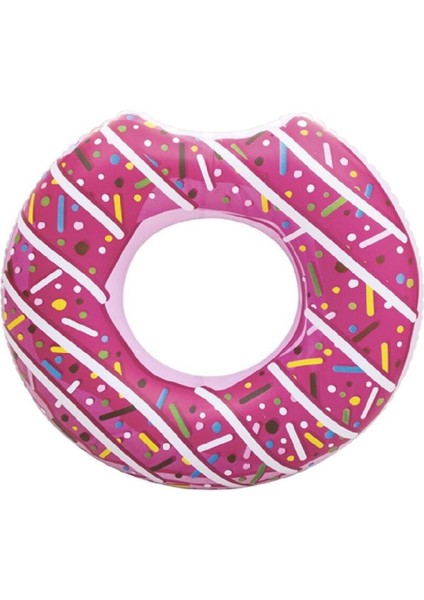 Pembe Donut Desenli 55 cm Deniz Havuz Simit Keyfi