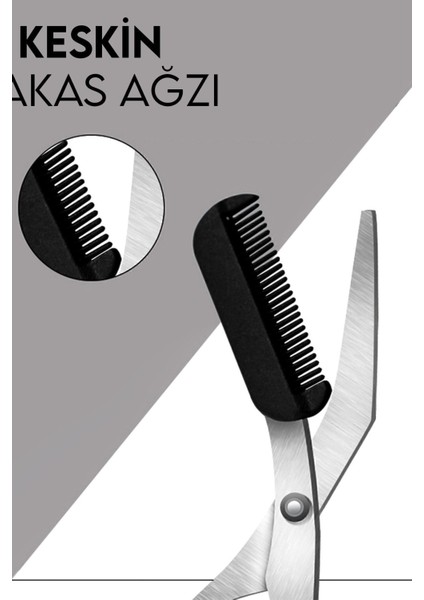 Siyah Taraklı Kaş Makası, Pratik ve Şık Tasarım