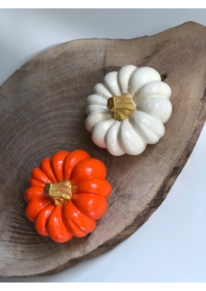 Turuncu ve Beyaz Kabak Seti, 2'li, Şık ve Kullanışlı Ürünler