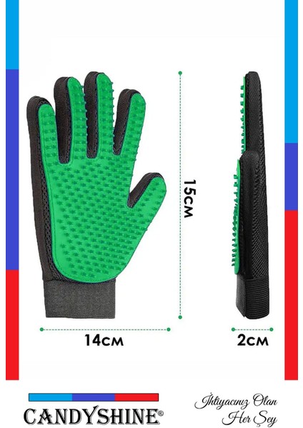 Yeşil Evcil Hayvan Tüy Toplayıcı ve Masaj Eldiveni, Tarama ve Bakım Aracı