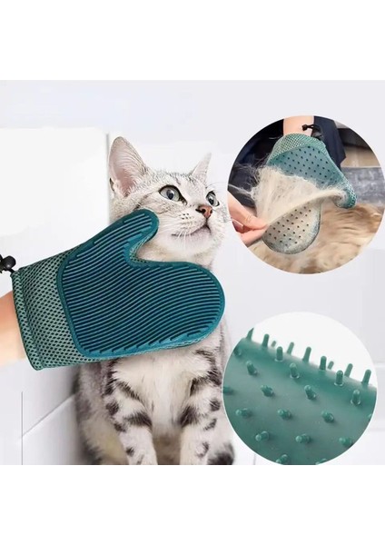Kedi ve Evcil Hayvan Tüylerini Kolayca Temizleyen Eldiven ve Fırça Seti