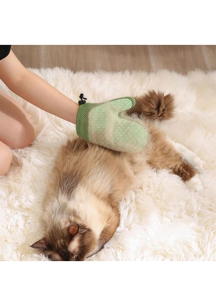 Kedi ve Evcil Hayvan Tüylerini Kolayca Temizleyen Eldiven ve Fırça Seti