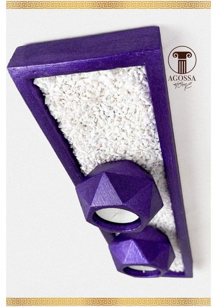 Mor 2'li Tealight Mumluk ve Taşlı Sunum Tepsisi Seti fiyatları