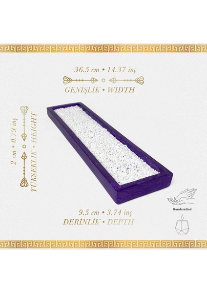 Mor 2'li Tealight Mumluk ve Taşlı Sunum Tepsisi Seti
