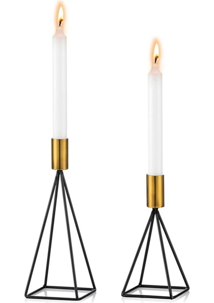 Üçgen Mısır Geometrik 2'li Şamdan Mumluk, Siyah Gold, Ev Dekorasyonu fiyatları