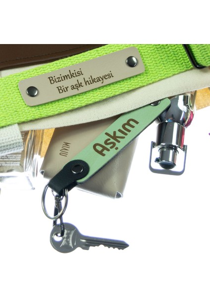 Kişiselleştirilebilir, Isim Plaka ve 0 Rh (-) Kan Grubu Yazılı X2 Anahtarlık Set, Yavruağzı-Sarı-Sk