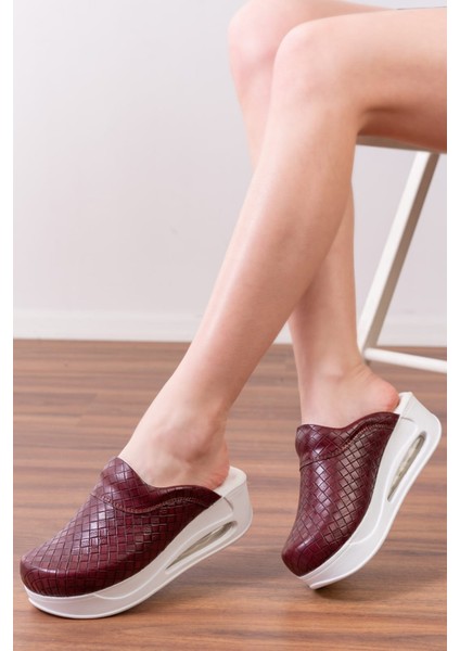 Bordo Kadın Sabo Airmax Taban Tam Ortopedik Anatomik Hastane - Doktor -Veteriner Hemşire - Ebe-Kuaför-Aşçı Terliği