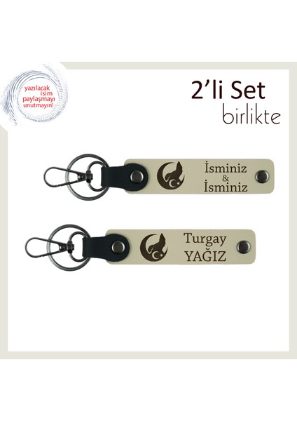 Aşkınıza Anlam Katan Temalı Hediye – Bozkurt ve Ayyıldız Kişisel Anahtarlık, Sütlü Kahve-S Kahve