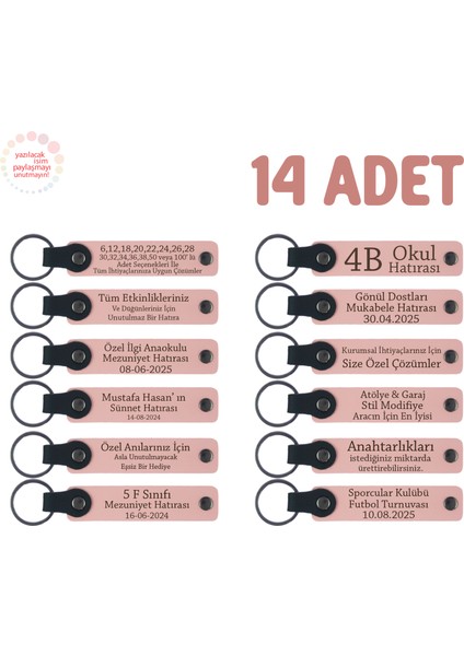 Sınıfça Unutulmayacak Bir Hatıra Için, 14’lü Set, Isimli Deri Hediyelik Ürün, Pudra