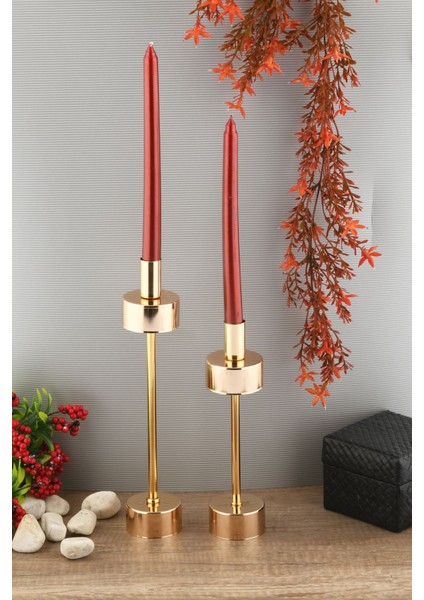 Altın Kaplama 2'li Dekoratif Metal Mumluk Seti, Şık ve Zarif Ev Dekorasyonu Için Ideal fiyatları