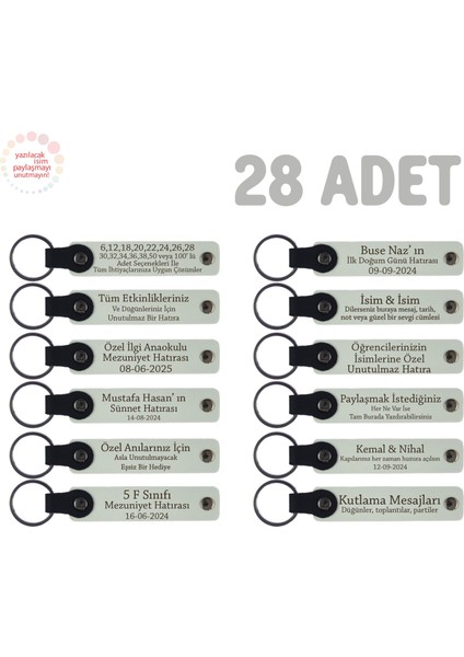 Plates Grubu Için Üzerine Isim Yazılabilen Hediye Anahtarlık 28’li Set, Tüm Ekip Için Üretim, Beyaz