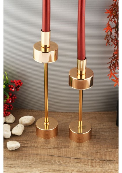 Altın Kaplama 2'li Dekoratif Metal Mumluk Seti, Şık ve Zarif Ev Dekorasyonu Için Ideal modelleri