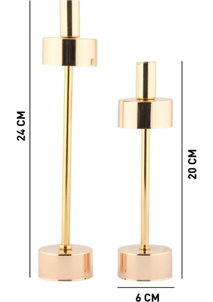 Altın Kaplama 2'li Dekoratif Metal Mumluk Seti, Şık ve Zarif Ev Dekorasyonu Için Ideal indirimleri