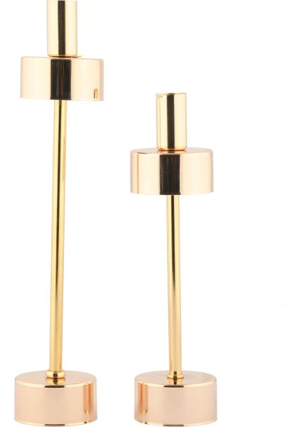 Altın Kaplama 2'li Dekoratif Metal Mumluk Seti, Şık ve Zarif Ev Dekorasyonu Için Ideal