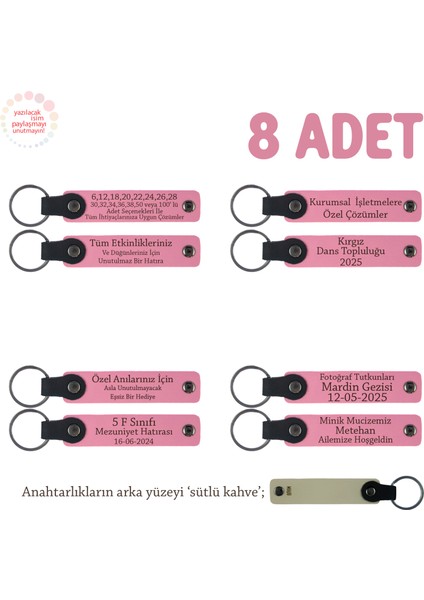 Pembe & S Kahve, Söz Merasimi Anısı Olarak, 8'li Set, Yeni Çiftlere Isim Yazılı Anahtarlık Hediyesi