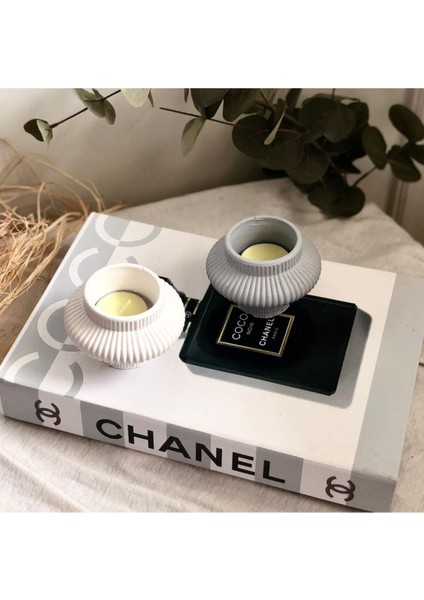 2'li Tealight Mumluk Seti Beyaz ve Gri 8x6 Cm, Şık ve Zarif Tasarım
