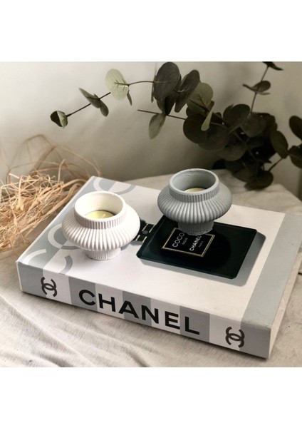 2'li Tealight Mumluk Seti Beyaz ve Gri 8x6 Cm, Şık ve Zarif Tasarım fiyatları