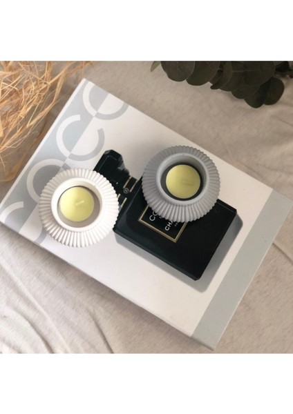 2'li Tealight Mumluk Seti Beyaz ve Gri 8x6 Cm, Şık ve Zarif Tasarım modelleri
