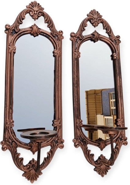 Şık Dikdörtgen Aynalı Ikili Mumluk Takımı, Bakır Eskitme Tasarım fiyatları