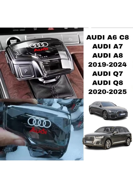 Audi Kristal Vites Topuzu Başlığı Audi Logolu Q7 Q8 A6 A7 A8 Uyumlu